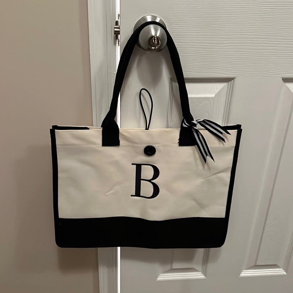 Canvas Beach bag/tote - “B” initial